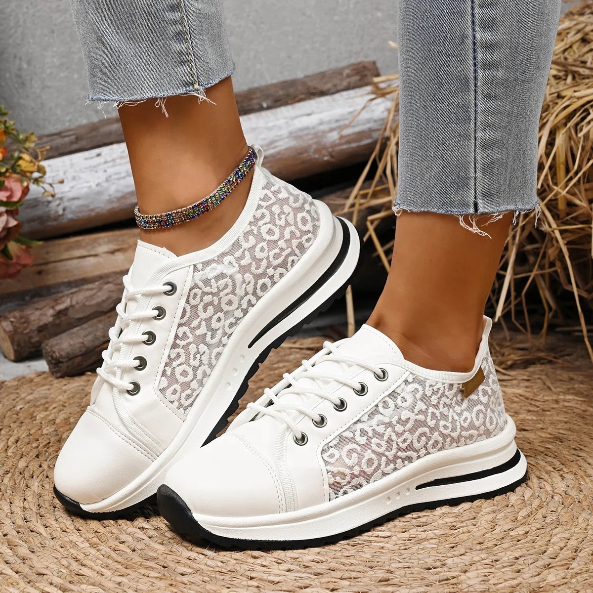 Lace-Up Platform Sneakers comfortable cushioned sole