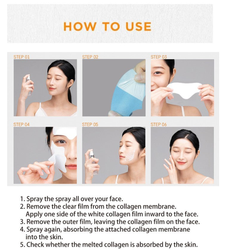 Model smiling while using Collagen Firming and Hydrating Facial Mask