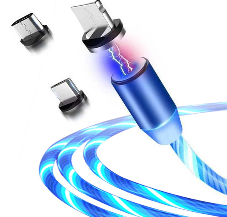Compatible with Apple, Flowing Ligh Magnetic Streamer Data Line Cable for Iphone Android TypeC