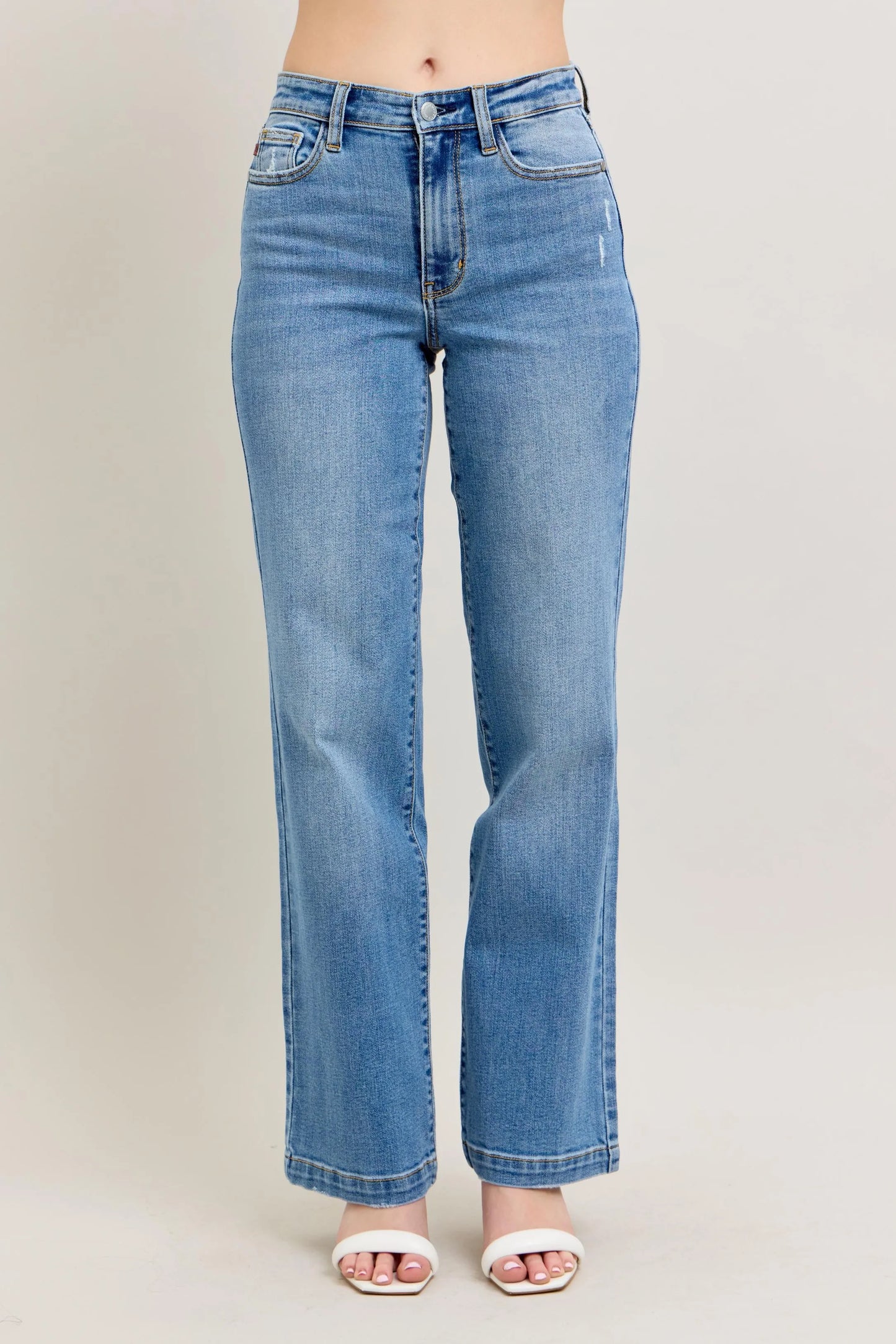 Judy Blue full size high waist straight jeans plus size front view
