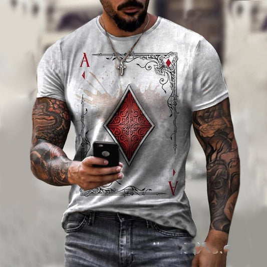 Playing card printing mens t-shirt front view