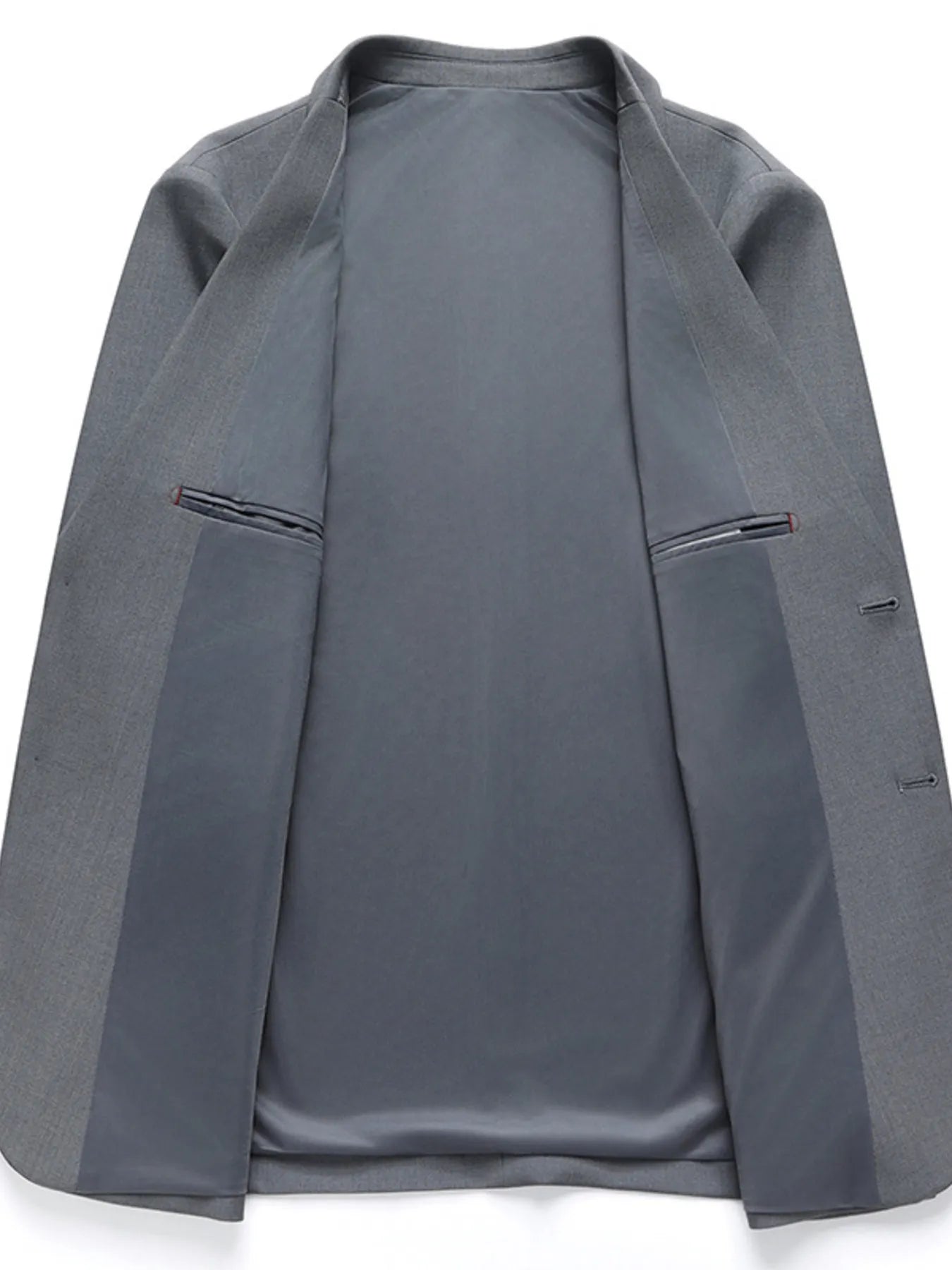 Men's lapel collar long sleeve blazer folded flat lay