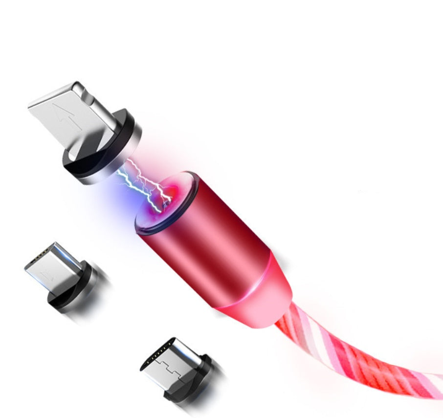 Magnetic Streamer Data Cable for iPhone and Android with flowing light design