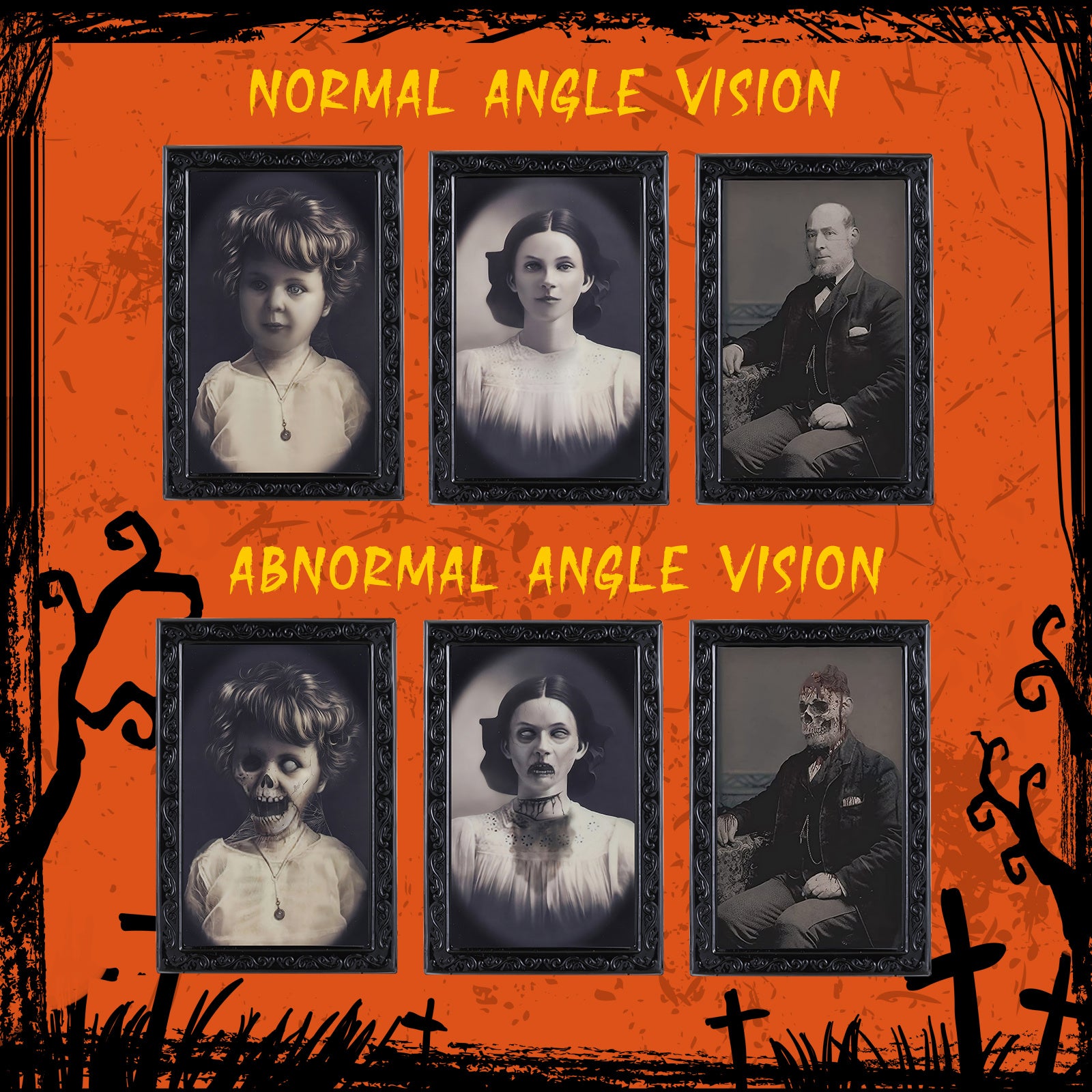 Halloween Decoration 3D Changing Face Moving Picture Frame front view