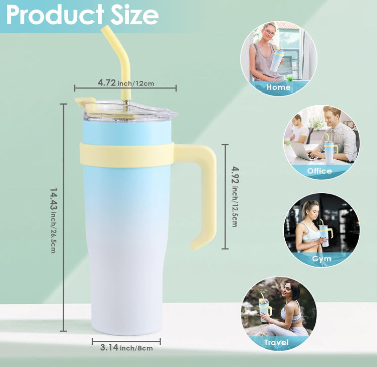 Ochapa 40 Oz Tumbler for Hot & Cold Liquids with Insulated Handle Straw Lid