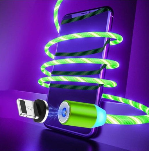 Compatible with Apple, Flowing Ligh Magnetic Streamer Data Line Cable for Iphone Android TypeC