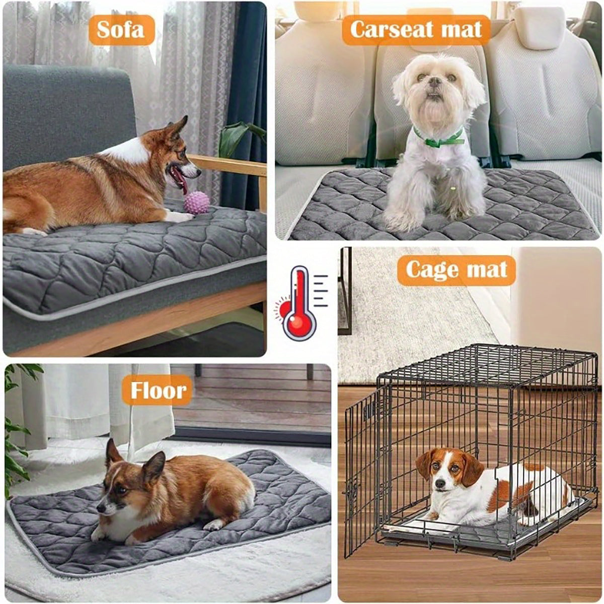 Dog Cat Bed, Cat Dog Non-Slip Mat, Extra Warm Thermal Pet Pad Self-Heating Cat Mat