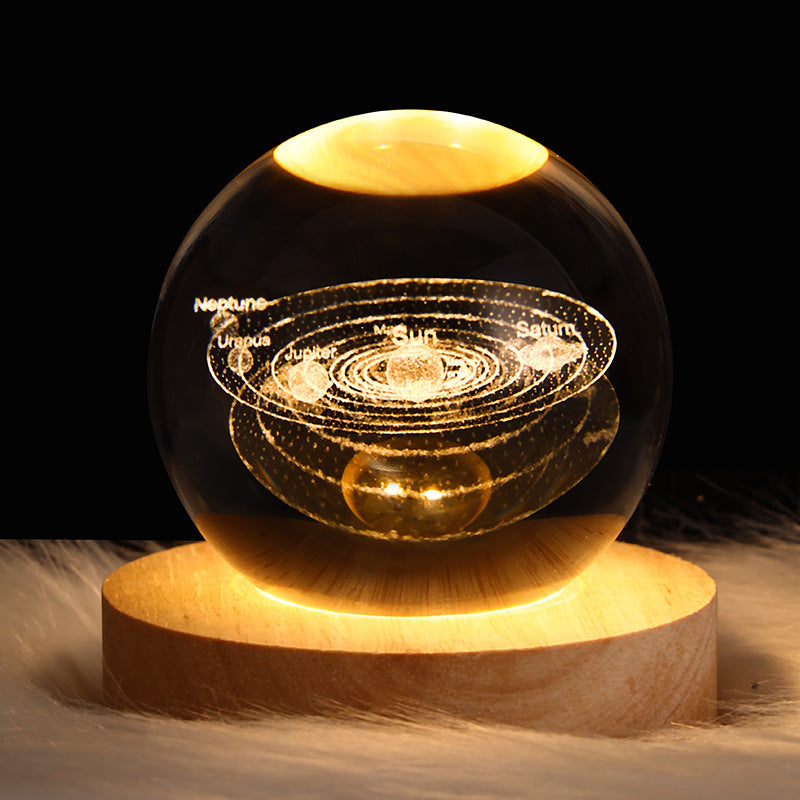 Luminous Starry Sky And Planets Moon Crystal Ball Small Night Lamp Projection Ambience Light Creative Gift New Strange Gift