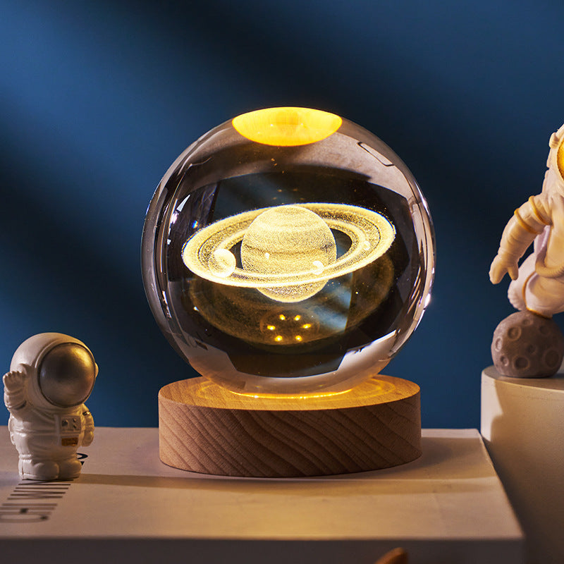 Luminous Starry Sky And Planets Moon Crystal Ball Small Night Lamp Projection Ambience Light Creative Gift New Strange Gift