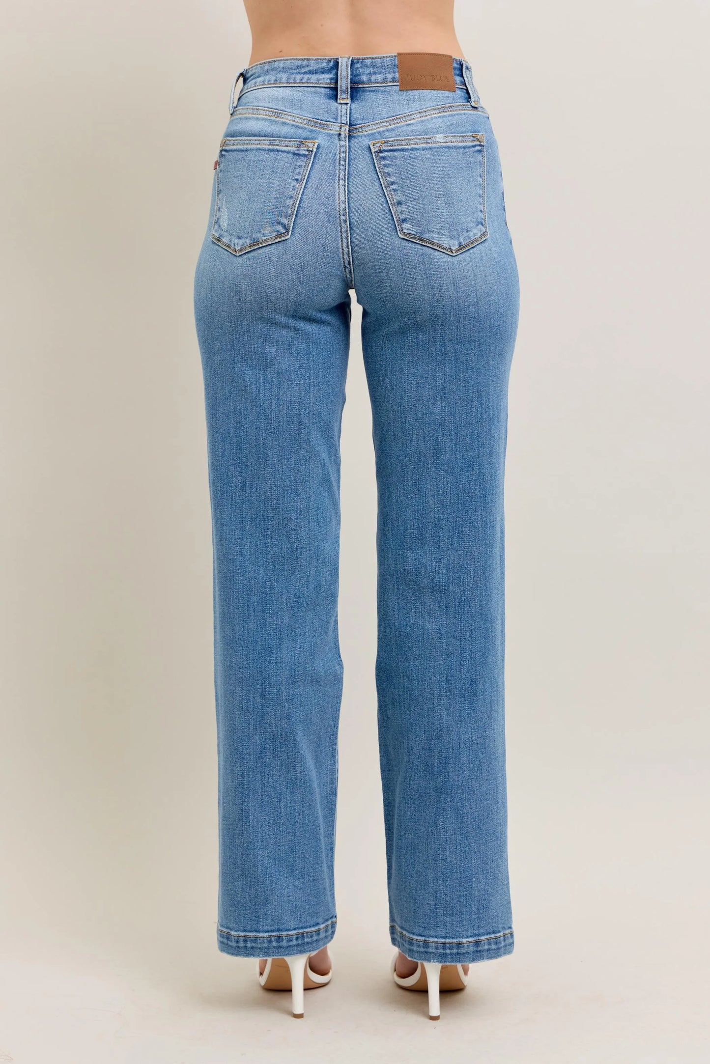 Judy Blue full size high waist straight jeans plus size back view