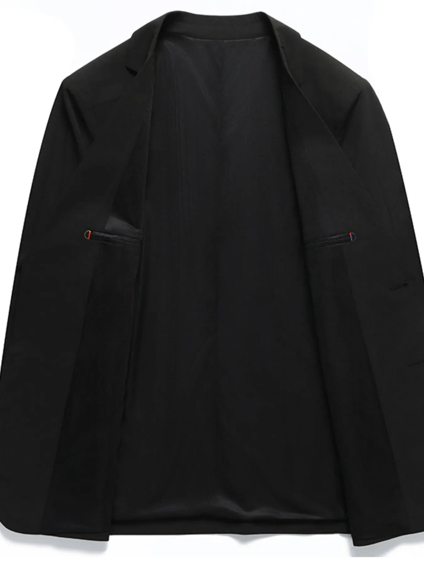 Men's button up long sleeve blazer folded flat lay