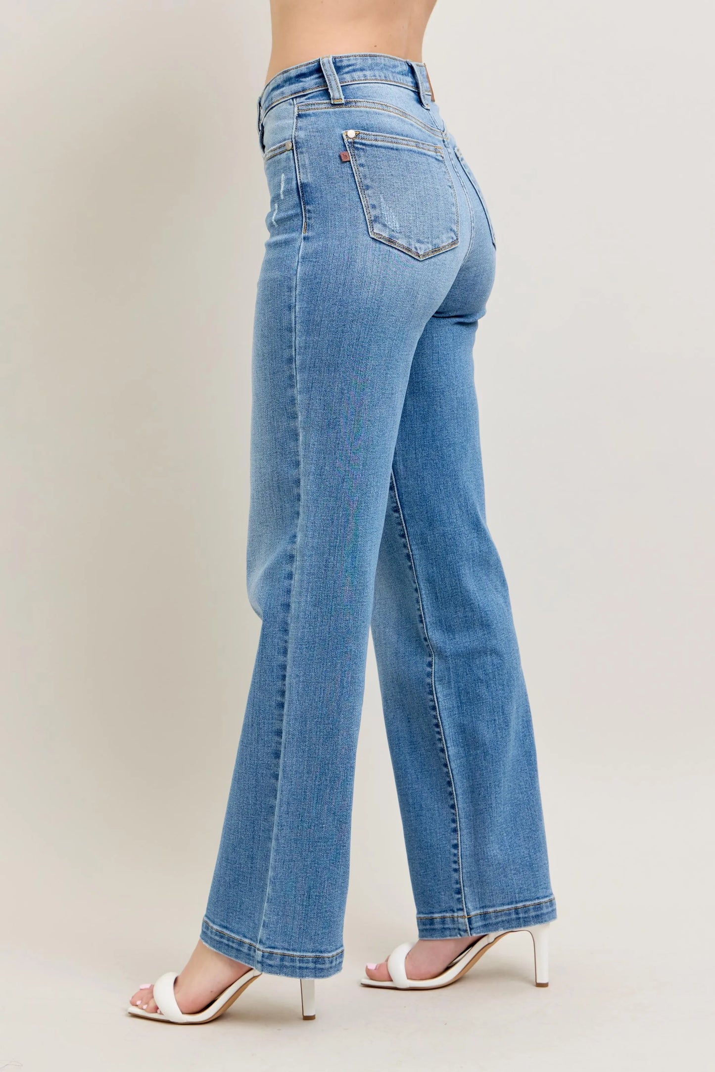 Judy Blue full size high waist straight jeans plus size folded flat lay