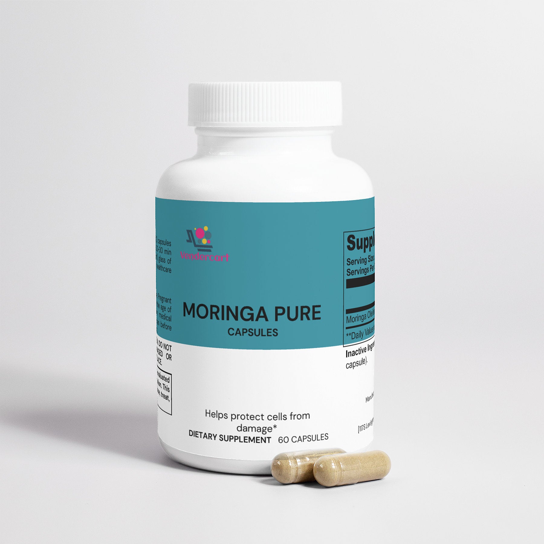 Moringa for Energy and Wellness capsules close-up view