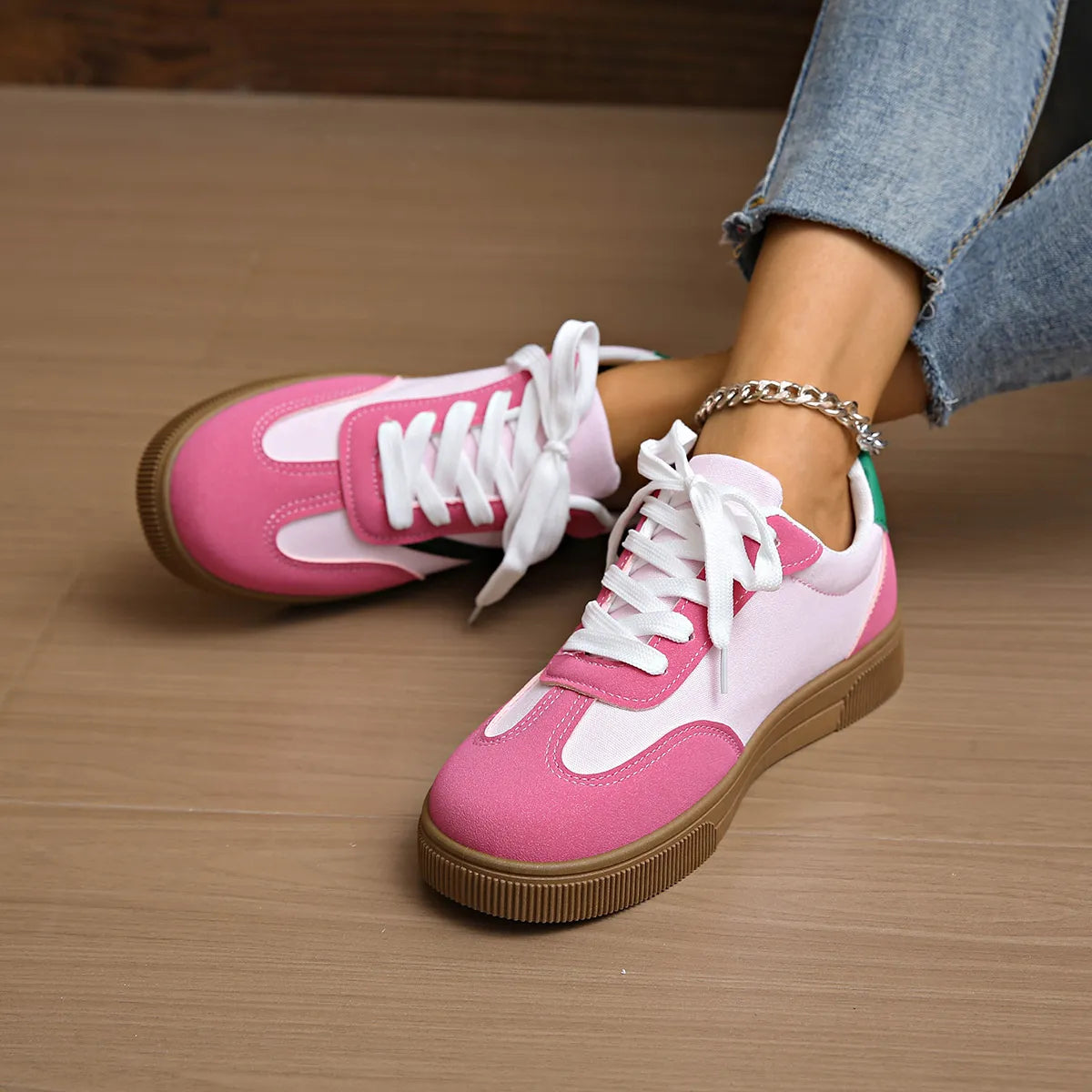 Close-up of Lace Up Platform Sneakers laces