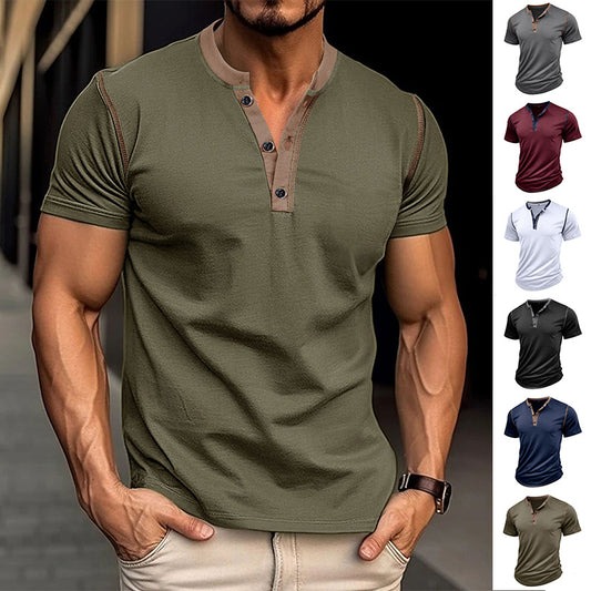 Short-sleeved Polo V-neck Men's T-Shirt Summer front view