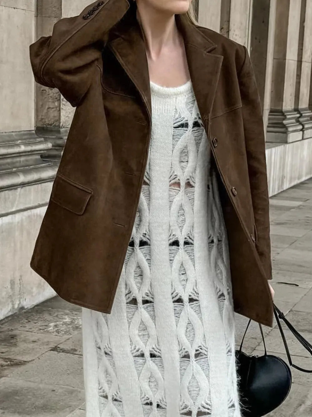 Casual look with Lapel Collar Button Up Jacket