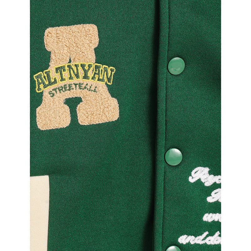 Back view of Toddler Kids Embroidery Letter Jacket showing letter print