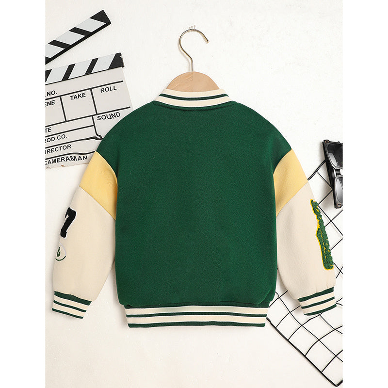 Toddler Kids Embroidery Letter Jacket with snap button closure