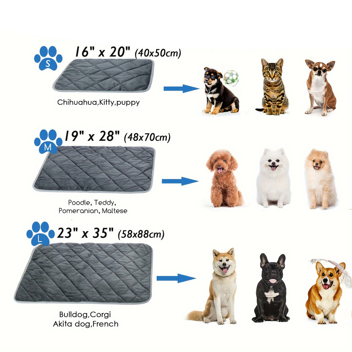 Dog Cat Bed, Cat Dog Non-Slip Mat, Extra Warm Thermal Pet Pad Self-Heating Cat Mat