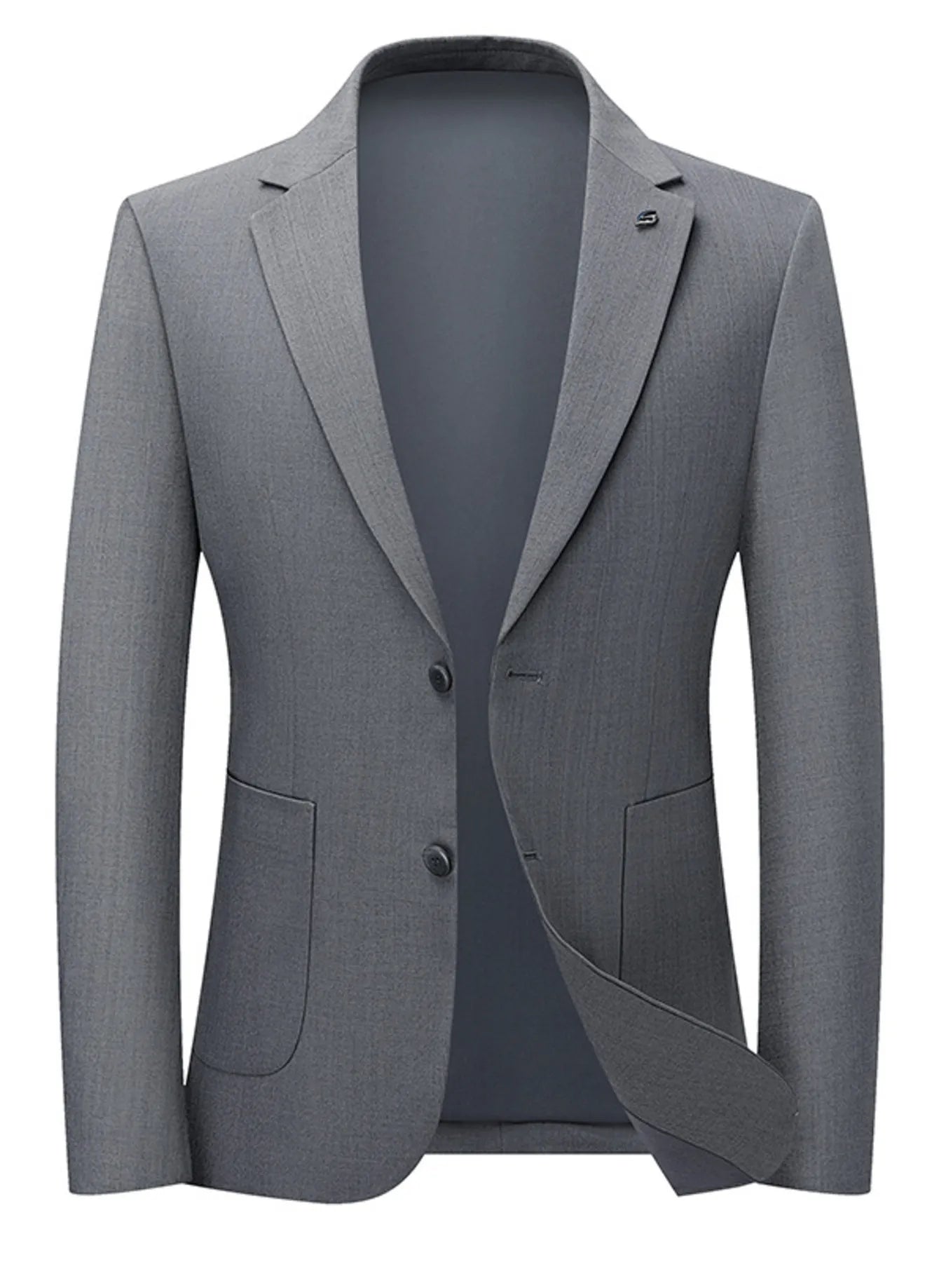 Men's lapel collar long sleeve blazer front view