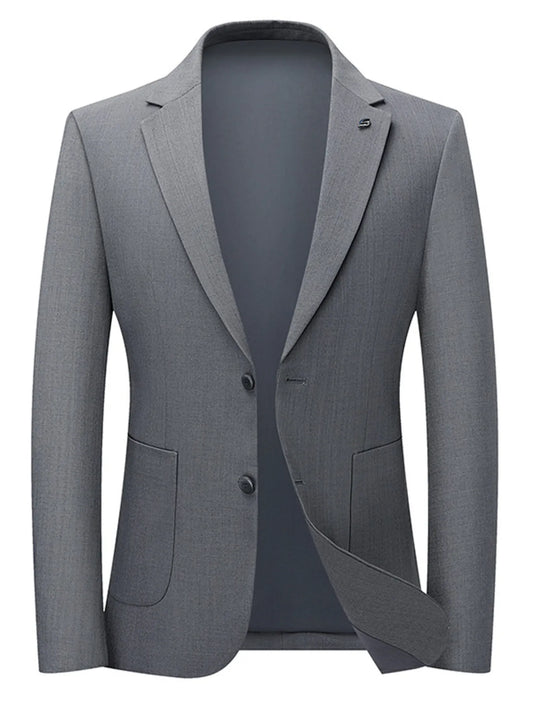 Men's lapel collar long sleeve blazer front view