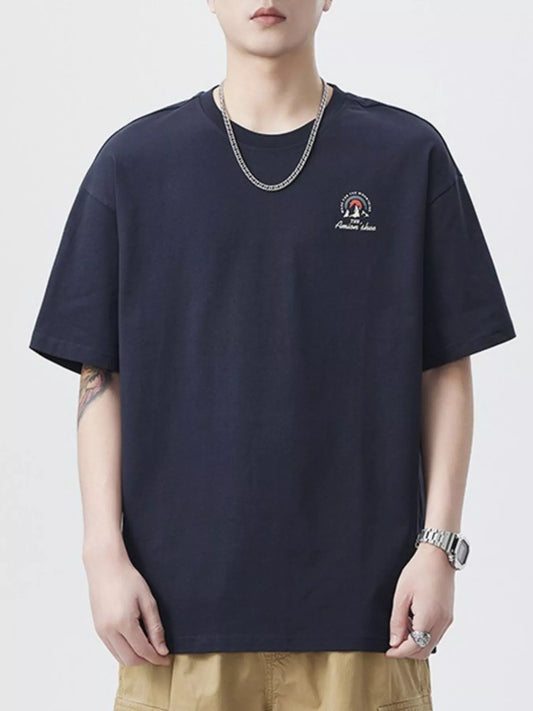 Men's Plus Size Round Neck Short Sleeve T-Shirt front view