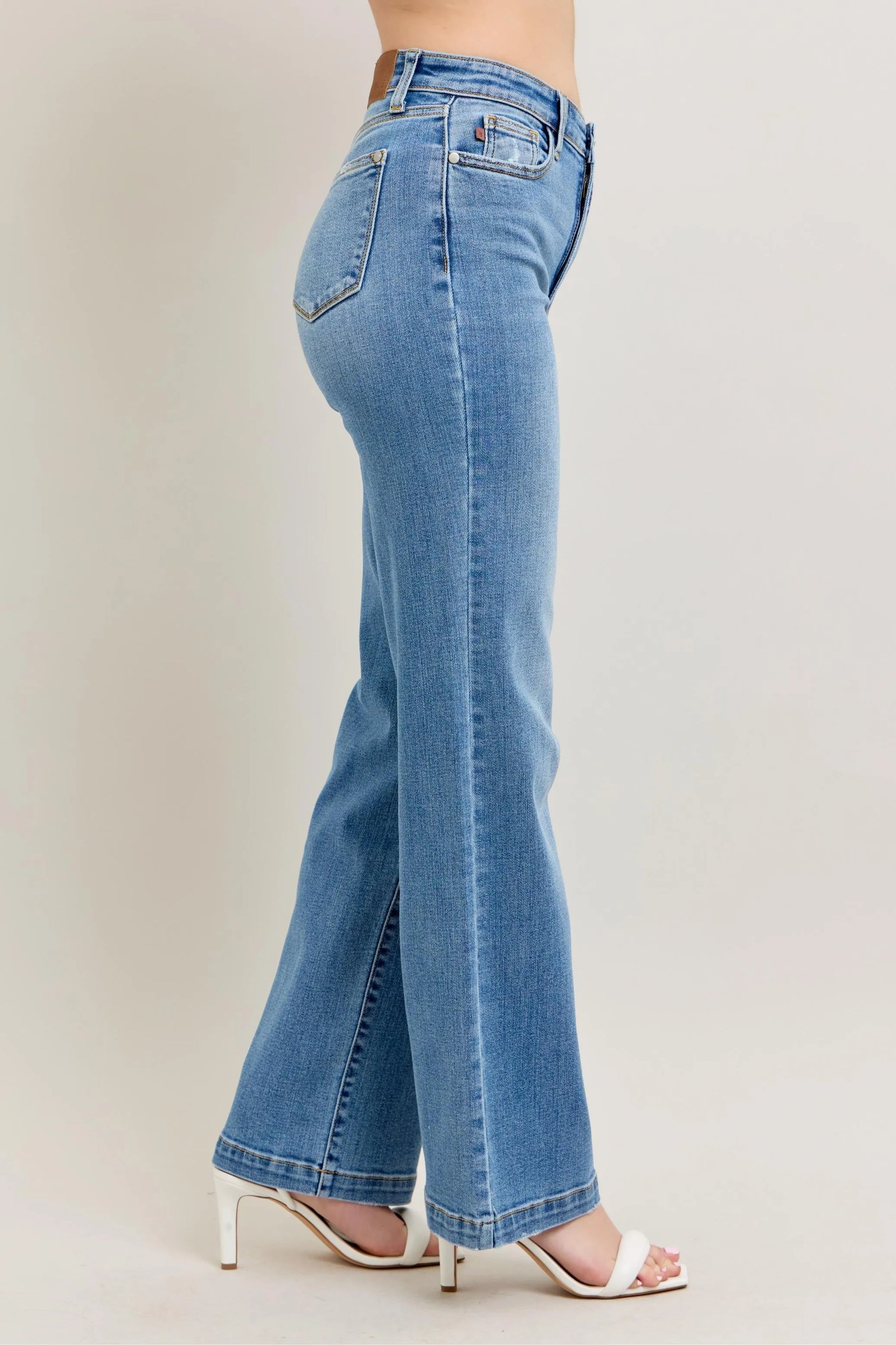 Judy Blue full size high waist straight jeans plus size back view