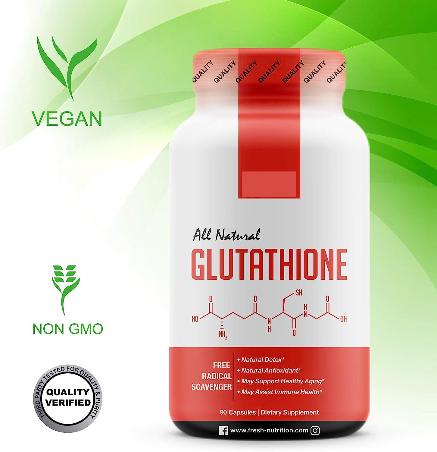 Glutathione Antioxidant Capsules bottle front view