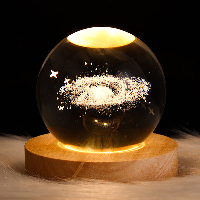 Luminous Starry Sky And Planets Moon Crystal Ball Small Night Lamp Projection Ambience Light Creative Gift New Strange Gift