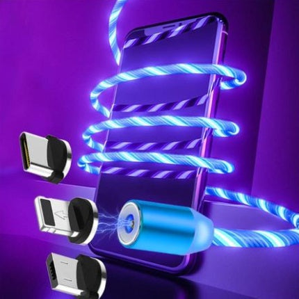 Compatible with Apple, Flowing Ligh Magnetic Streamer Data Line Cable for Iphone Android TypeC