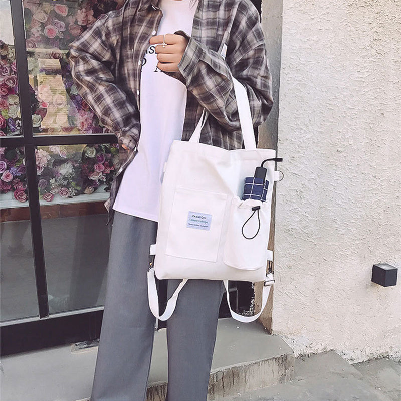 Harajuku Canvas Bags Students Handbag With Pockets