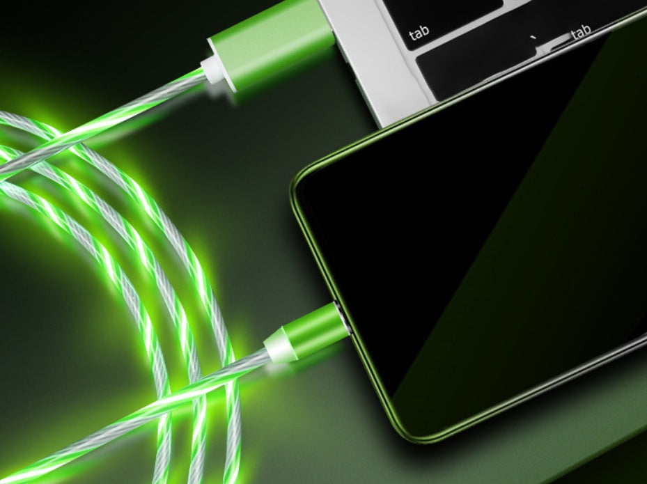 Compatible with Apple, Flowing Ligh Magnetic Streamer Data Line Cable for Iphone Android TypeC