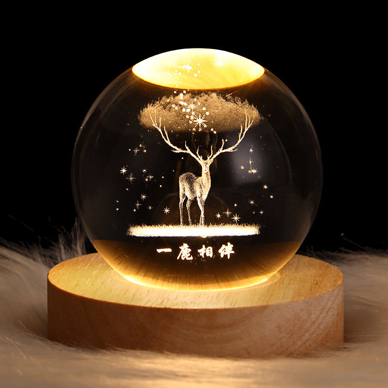 Luminous Starry Sky And Planets Moon Crystal Ball Small Night Lamp Projection Ambience Light Creative Gift New Strange Gift