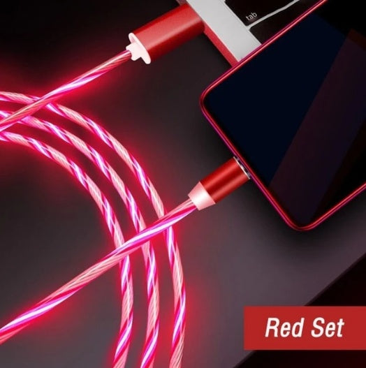 Compatible with Apple, Flowing Ligh Magnetic Streamer Data Line Cable for Iphone Android TypeC