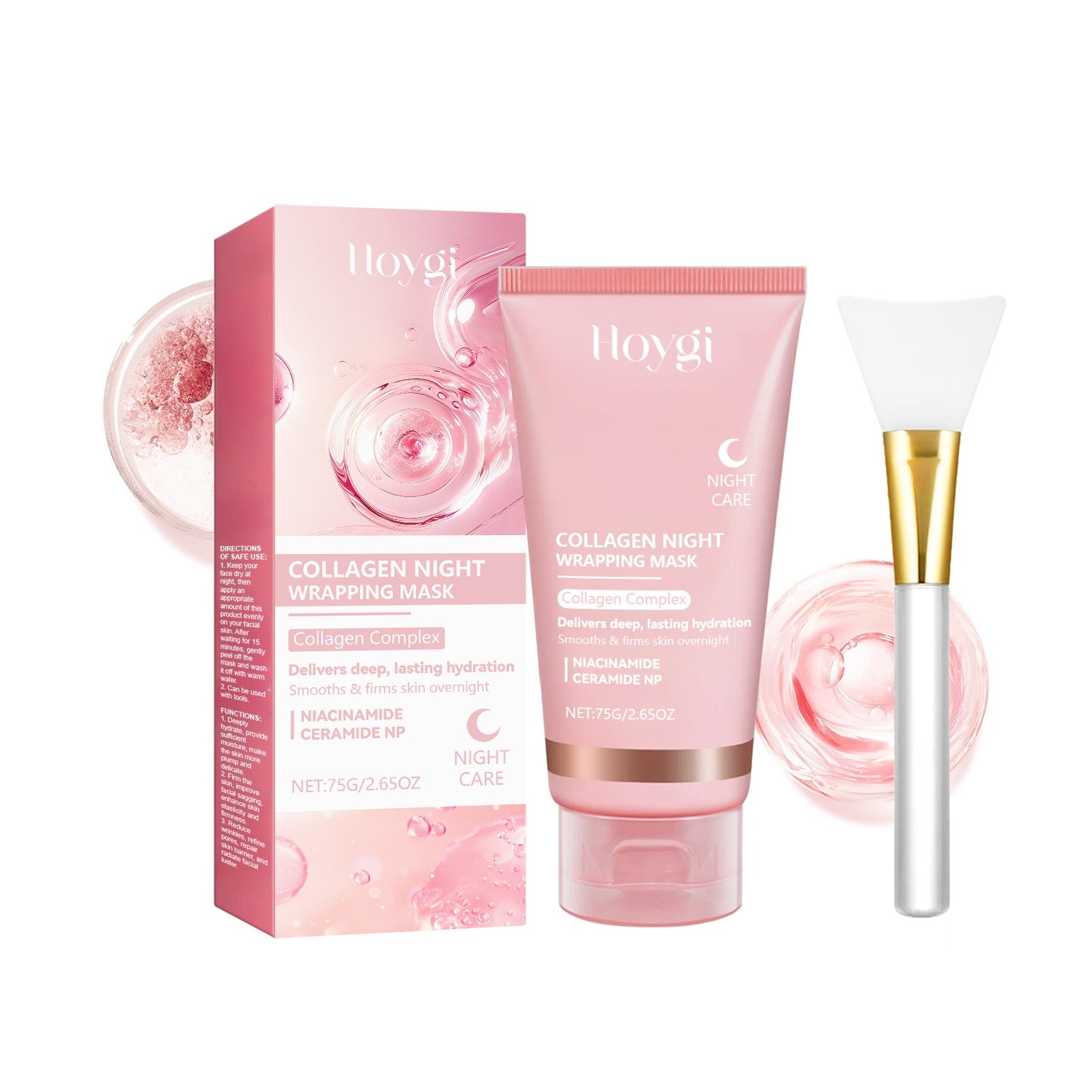Applying Collagen Light Wrinkle Tearing Facial Mask on face