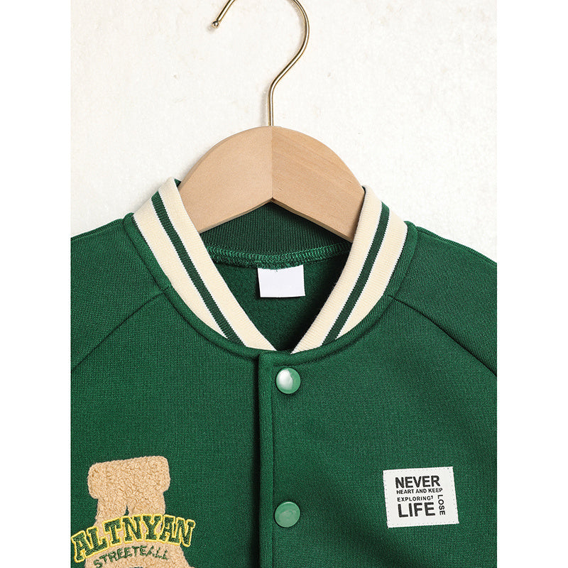 Toddler Kids Girls Boy's Trendy Embroidery Letters Print Jacket Baseball Collar Sports Casual Coat Children's Wear