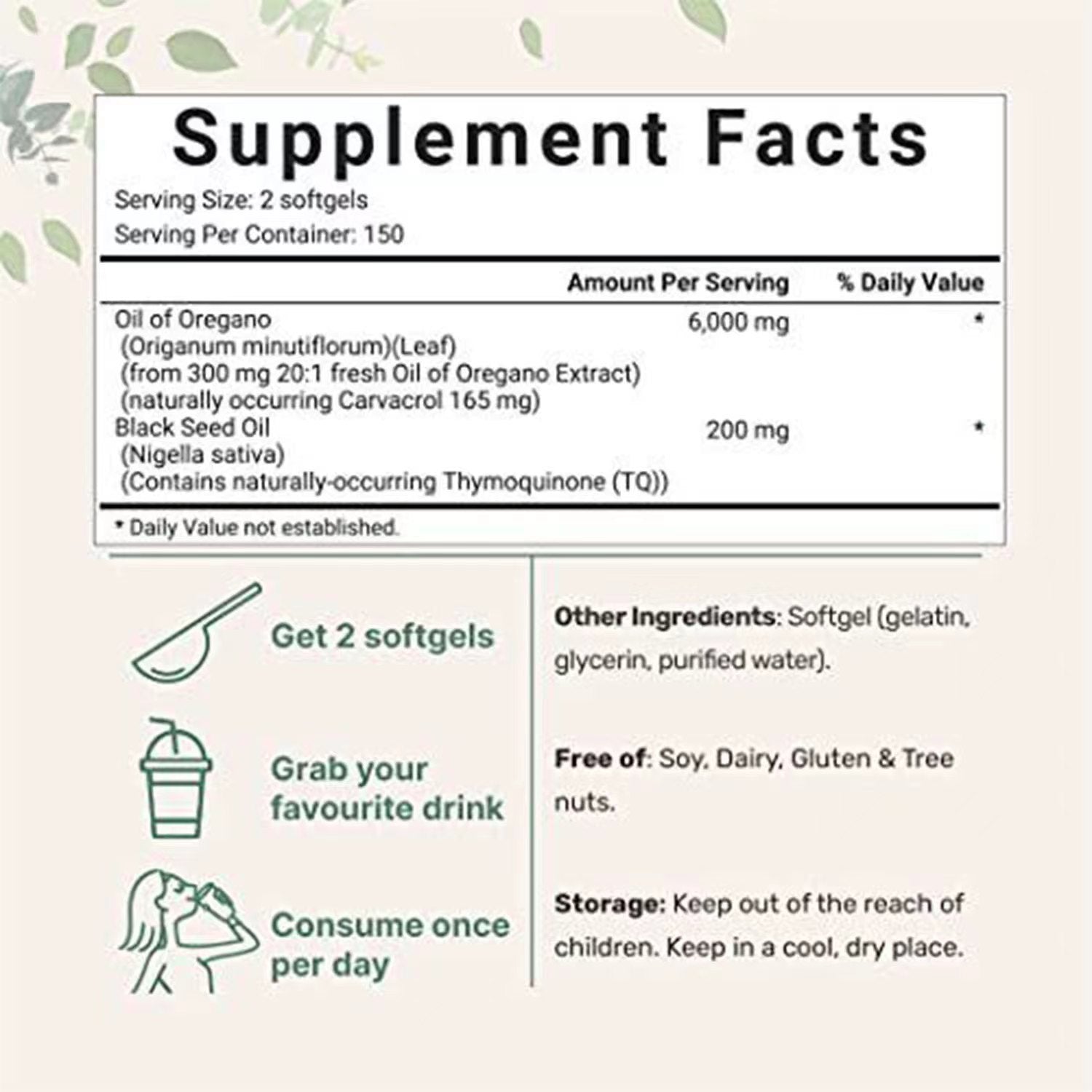 Oil of Oregano with Black Seed Oil softgels 6000mg