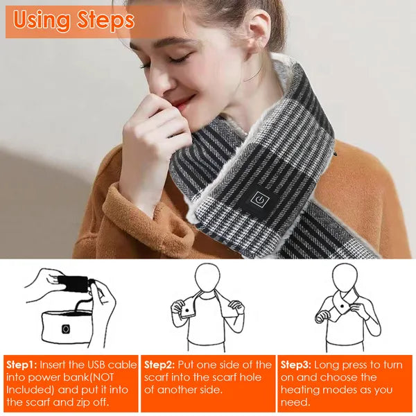 Electric Heated Scarf USB Heating Neck Wrap Unisex Winter Heated Neck Shawl For Festival Gift