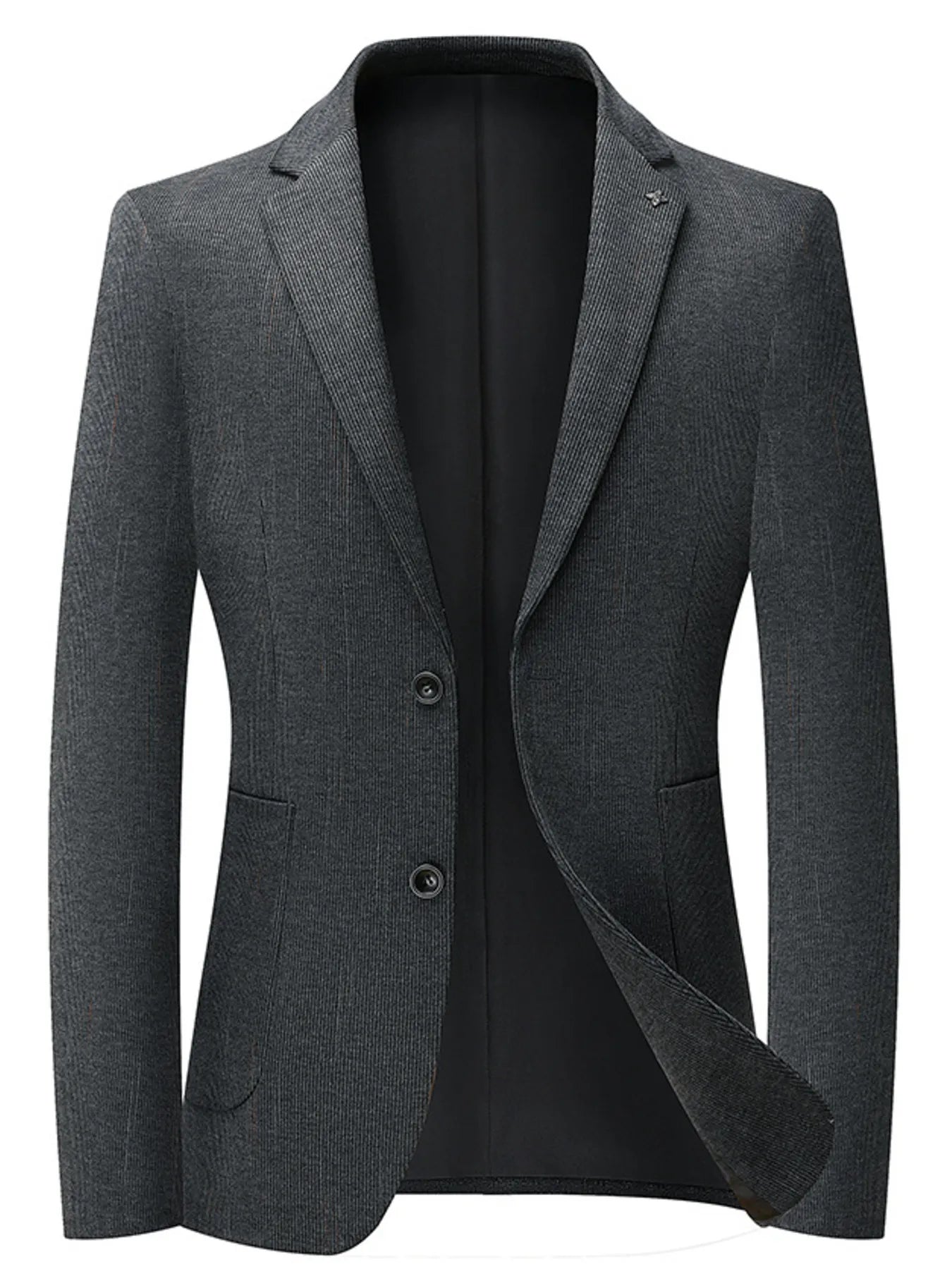Men's lapel collar long sleeve blazer back view