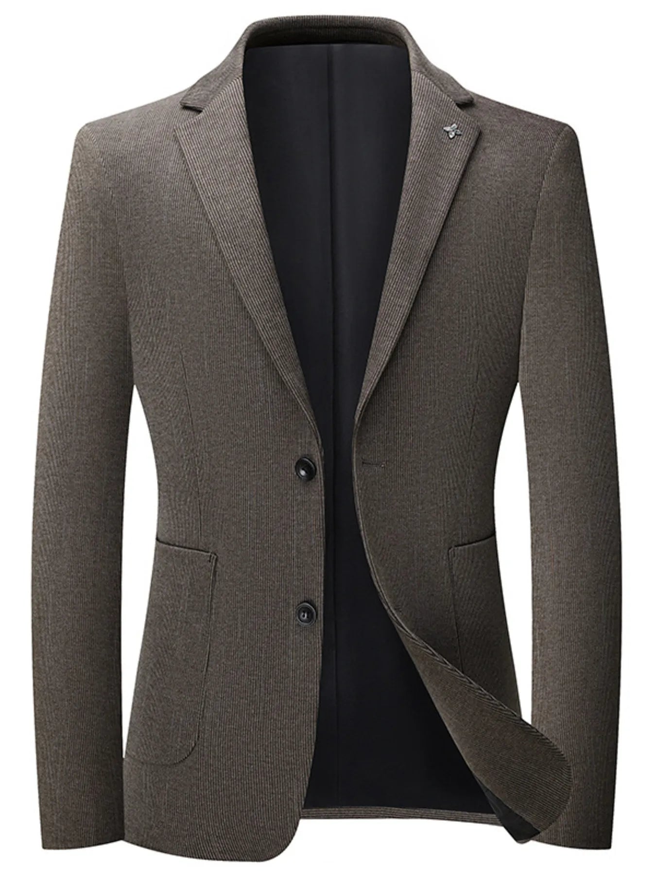 Men's lapel collar long sleeve blazer front view
