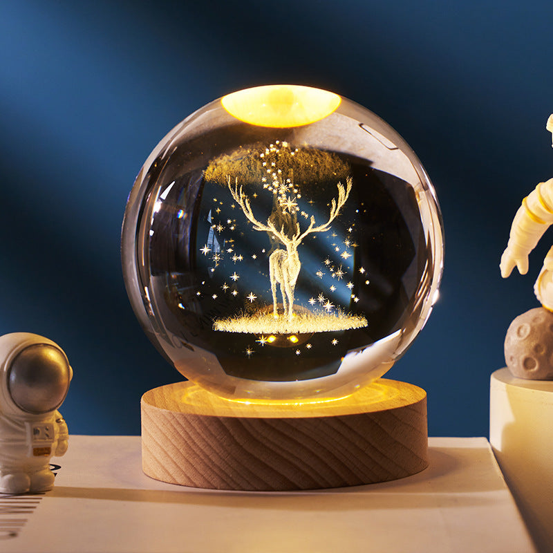 Luminous Starry Sky And Planets Moon Crystal Ball Small Night Lamp Projection Ambience Light Creative Gift New Strange Gift