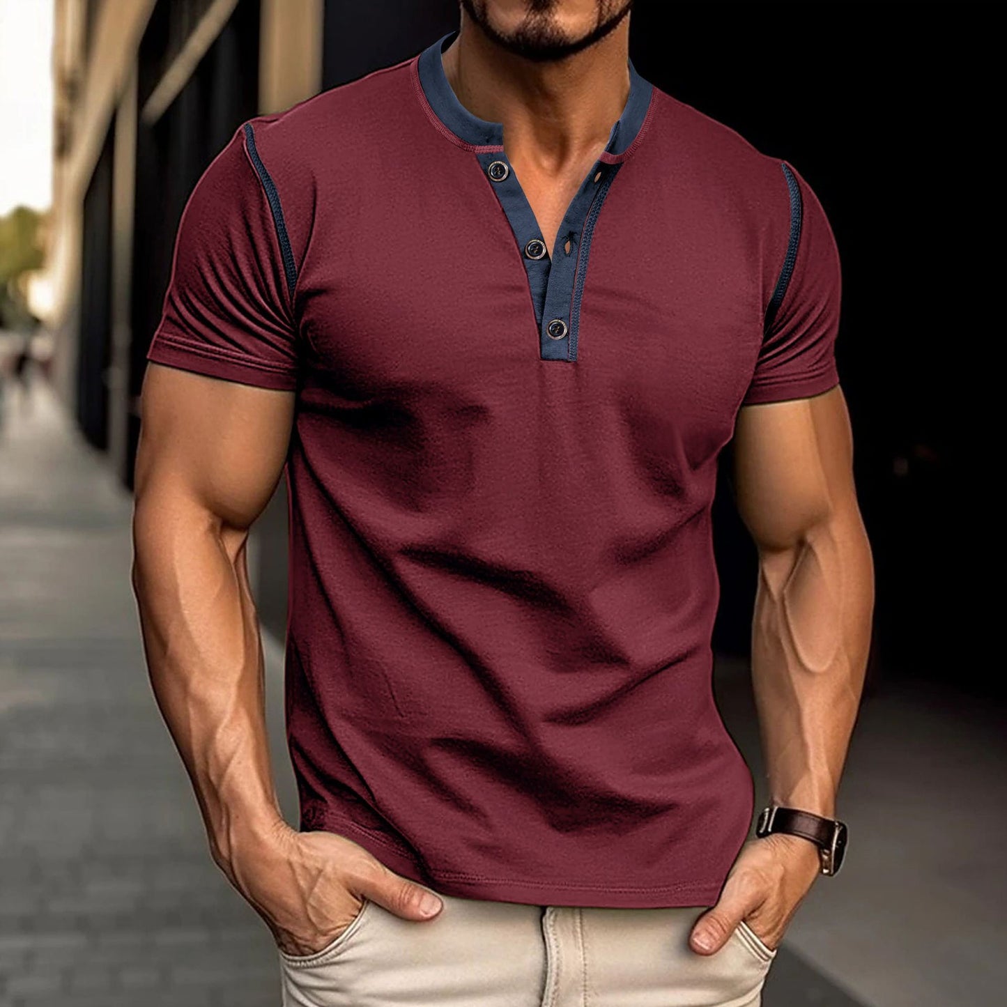 Short-sleeved Polo V-neck Men's T-Shirt Summer