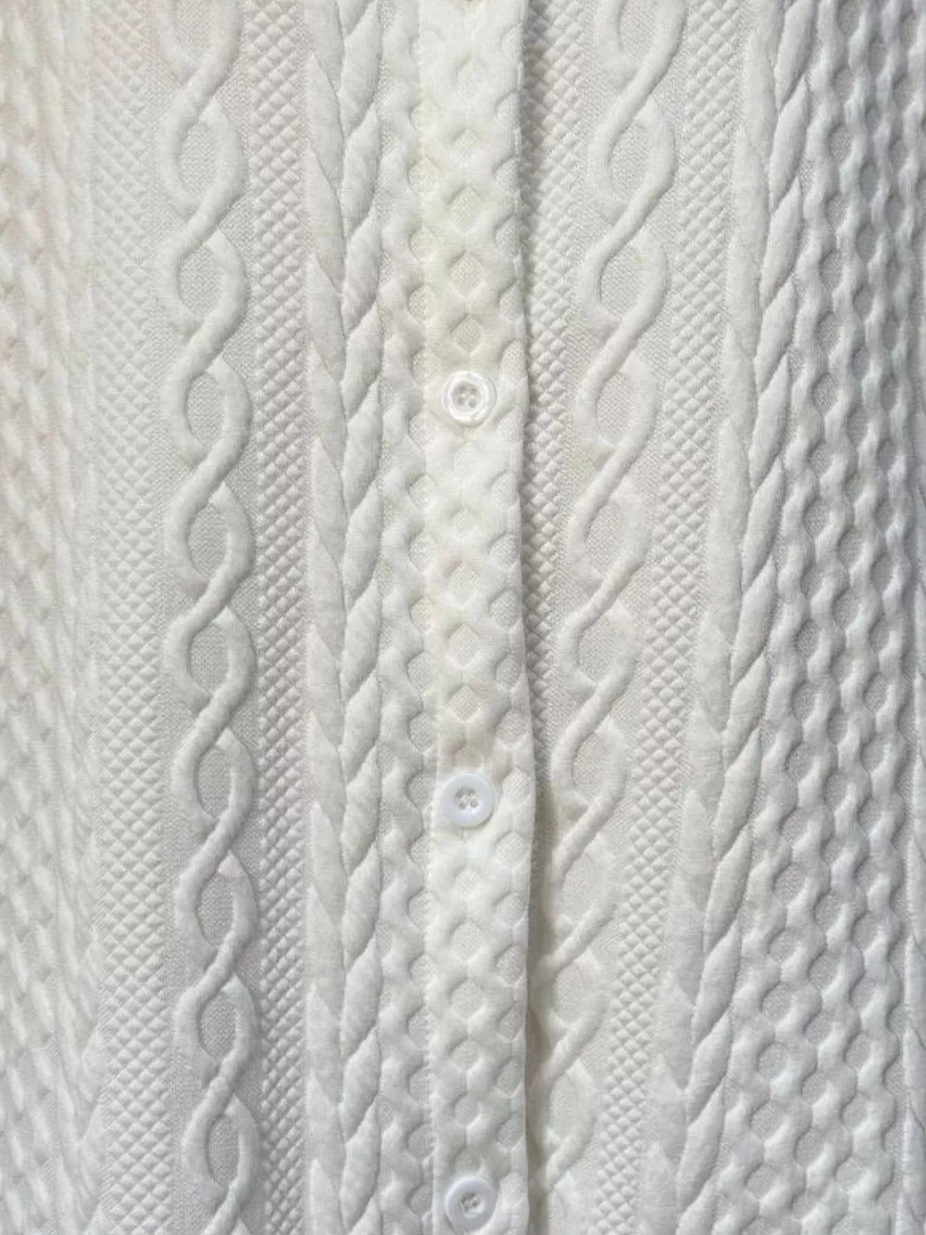 Texture Button Up Long Sleeve Shacket long sleeve detail