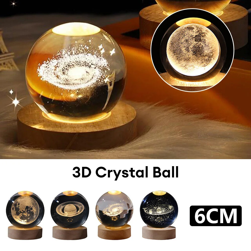 Luminous Starry Sky And Planets Moon Crystal Ball Small Night Lamp Projection Ambience Light Creative Gift New Strange Gift