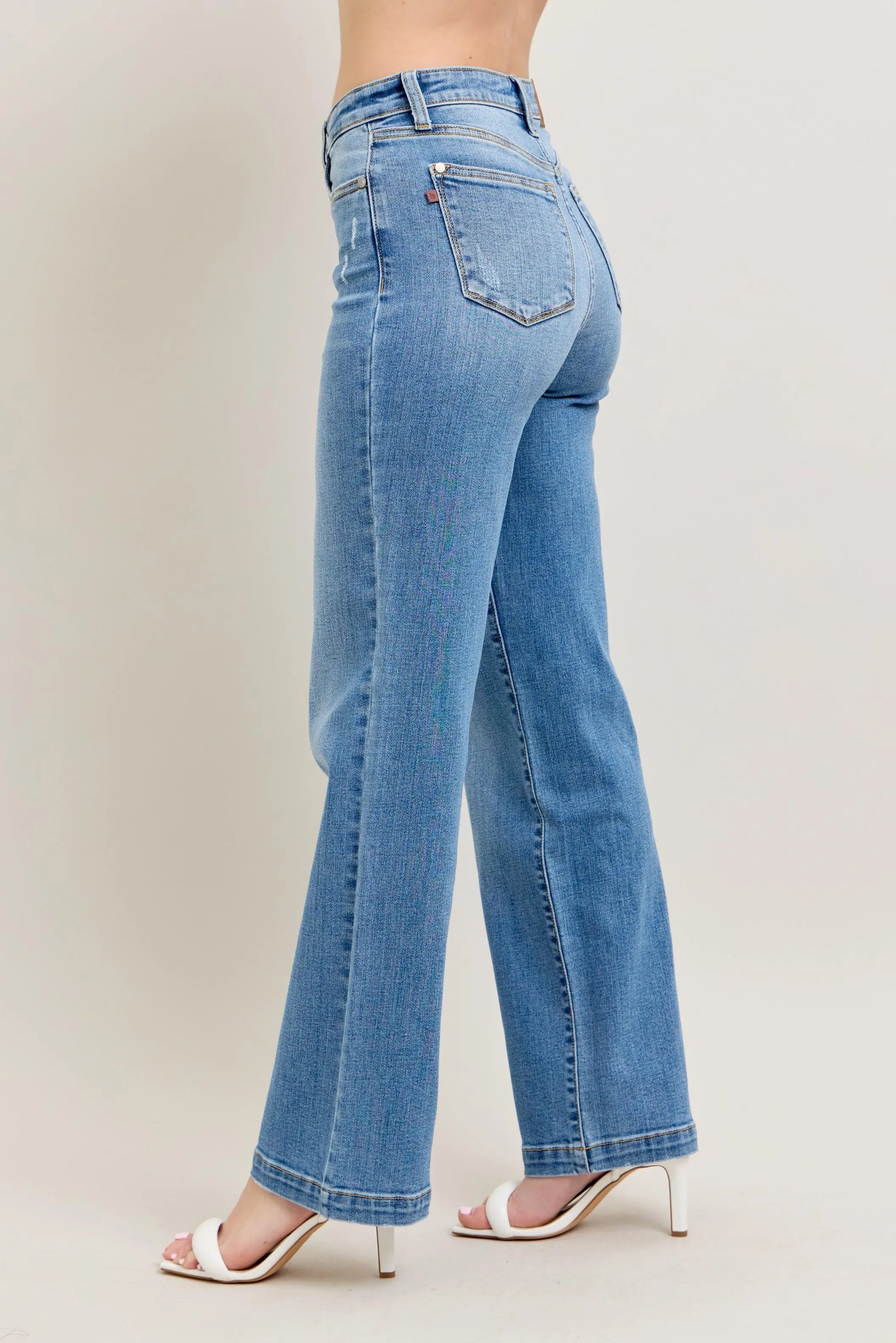 Judy Blue full size high waist straight jeans plus size folded flat lay