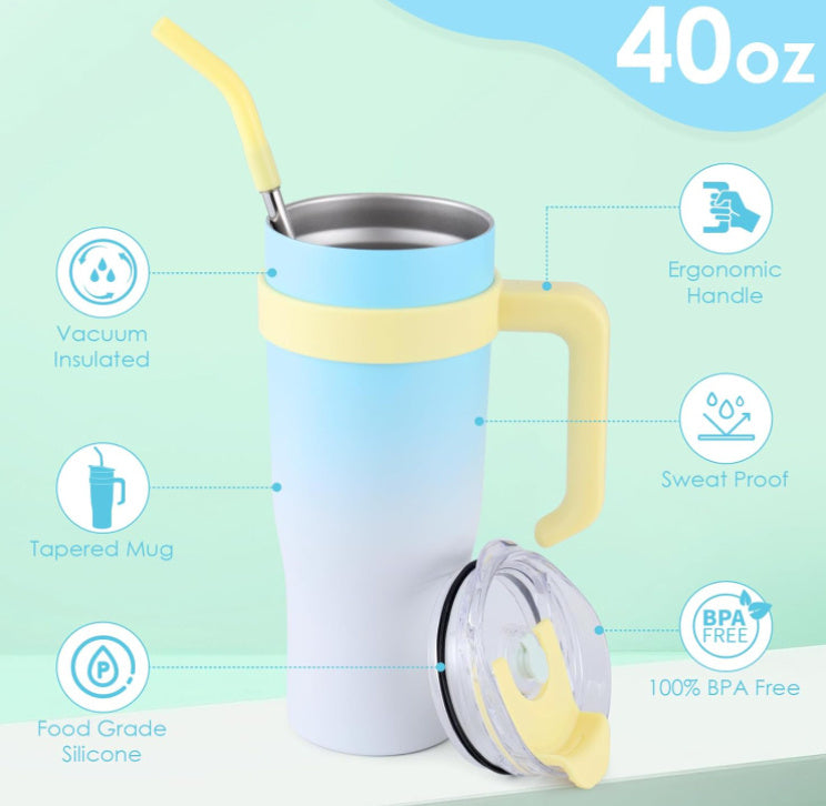 Ochapa 40 Oz Tumbler for Hot & Cold Liquids with Insulated Handle Straw Lid