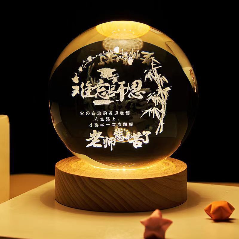 Luminous Starry Sky And Planets Moon Crystal Ball Small Night Lamp Projection Ambience Light Creative Gift New Strange Gift