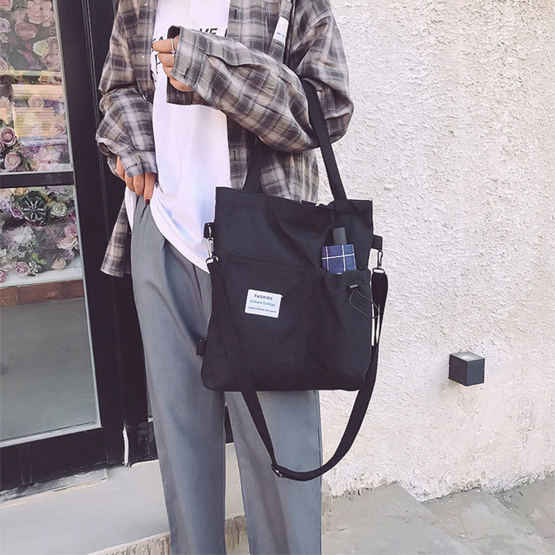 Harajuku Canvas Bags Students Handbag With Pockets