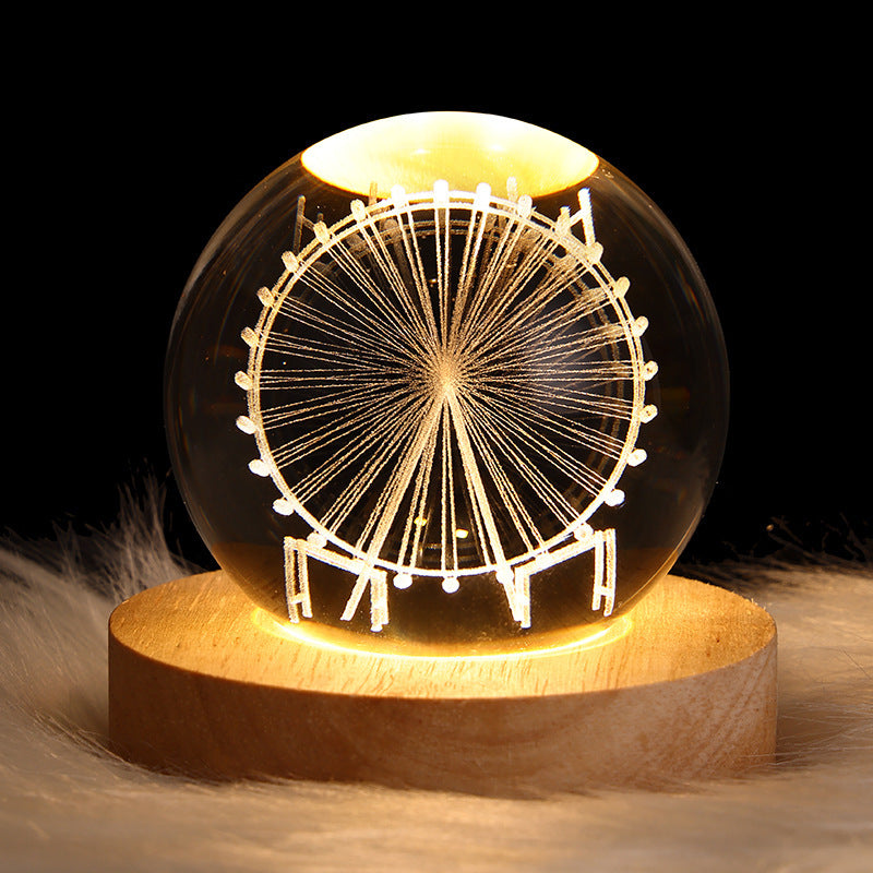 Luminous Starry Sky And Planets Moon Crystal Ball Small Night Lamp Projection Ambience Light Creative Gift New Strange Gift