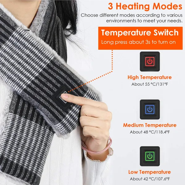 Electric Heated Scarf USB Heating Neck Wrap Unisex Winter Heated Neck Shawl For Festival Gift